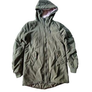 Women's Terranova Olive Green XS Hooded Parka Jacket Zipper Pockets Zip Up